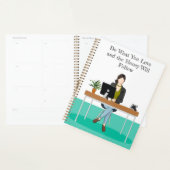 あの女 |シック・ホワイト&ティール(緑がかった色)毎日 プランナー手帳 (ディスプレー)