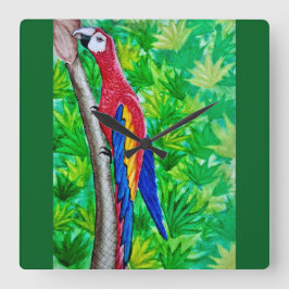 あの木に深紅のマカオが！ スクエア壁時計