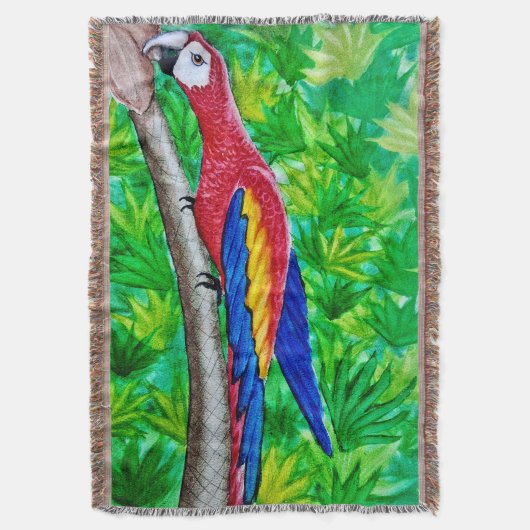 あの木に深紅のマカオが！ スローブランケット (正面縦)