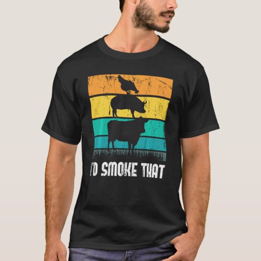 あの焼けた煙おもしろいの肉を吸う Tシャツ (正面)