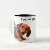 あの犬をなでたい ツートーンマグカップ (正面左)