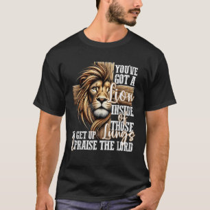 あの肺得の中にライオンがいるクリスチャン Tシャツ