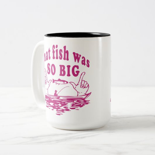 あの魚はとても大きかった-おもしろい魚釣り引用文  ツートーンマグカップ (正面左)