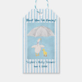 『あひるちゃんが生まれるよ』という絵本風のベビーシャワーのお祝い ギフトタグ (正面)