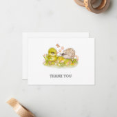 あひるの赤ちゃんとかげと蝶の感謝カード ノートカード (正面/裏面インサイチュ)