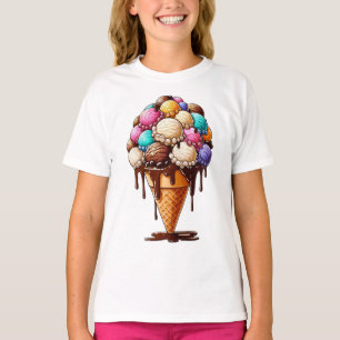 「あふれ出るアイスクリームコーン」 Tシャツ