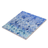 あぶなっかしい水彩画のオーシャンブルーのグリッターの人魚のスケール タイル (側面)