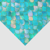 あぶなっかしい水彩画のティール（緑がかった色）のグリッターの金属の人魚のスケール 薄葉紙 (詳細)
