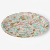 あぶなっかしい水彩画のパステル調のグリッターの人魚のスケール ペーパープレート (アングル)