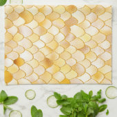 あぶなっかしい水彩画の金ゴールドのグリッターの金属の人魚のスケール キッチンタオル (折り畳み)