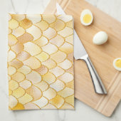 あぶなっかしい水彩画の金ゴールドのグリッターの金属の人魚のスケール キッチンタオル (四つ折り)