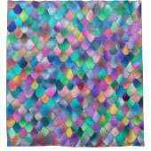 あぶなっかしい虹のグリッターの金属の人魚のスケール シャワーカーテン (正面)