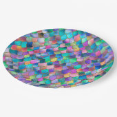 あぶなっかしい虹のグリッターの金属の人魚のスケール ペーパープレート (アングル)