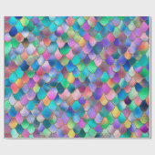 あぶなっかしい虹のグリッターの金属の人魚のスケール ラッピングペーパー (フラット)