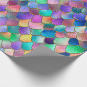 あぶなっかしい虹のグリッターの金属の人魚のスケール ラッピングペーパー (角)