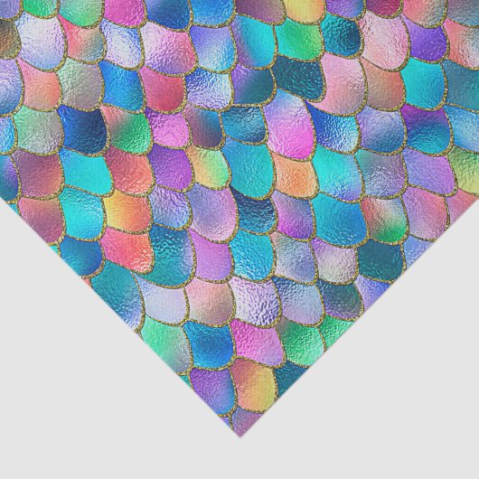 あぶなっかしい虹のグリッターの金属の人魚のスケール 薄葉紙 (詳細)