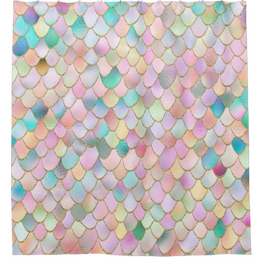 あぶなっかしく粋な虹の女の子の金属の人魚のスケール シャワーカーテン (正面)