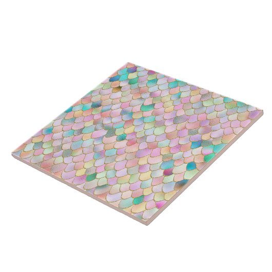あぶなっかしく粋な虹の女の子の金属の人魚のスケール タイル (側面)