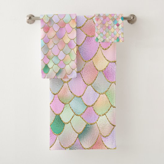 あぶなっかしく粋な虹の女の子の金属の人魚のスケール バスタオルセット (インサイチュ)