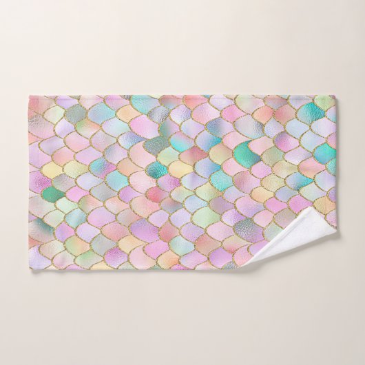 あぶなっかしく粋な虹の女の子の金属の人魚のスケール バスタオルセット (ハンドタオル)