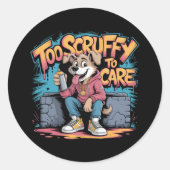 あまりにもスクラフィ気にーで通りドッグおもしろいグラフィティアート ラウンドシール (正面)