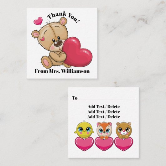 あまりにも可愛いテディベアありがとう/etc. – バックを参照! スクエア名刺 (正面/裏面)