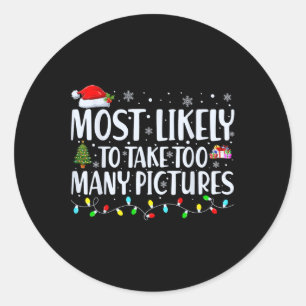 あまりにも多くの写真おもしろいChristmaを取る可能性が高い ラウンドシール