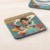 あまりにも多くの労働 – レトロフェミニストタイヤデザイン コースター (左側)