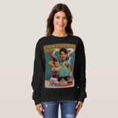 あまりにも多くの労働 – レトロフェミニストタイヤデザイン スウェットシャツ (正面フル)