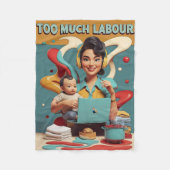 あまりにも多くの労働 – レトロフェミニストタイヤデザイン フリースブランケット (正面)