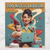 あまりにも多くの労働 – レトロフェミニストタイヤデザイン ワインラベル (シングルラベル)