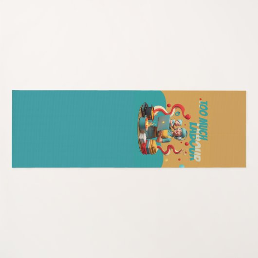 あまりにも多くの労働 – レトロフェミニスト風刺アート ヨガマット (正面(横))