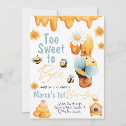 あまりにも甘いワンボーイ誕生日招待状 招待状 (正面)