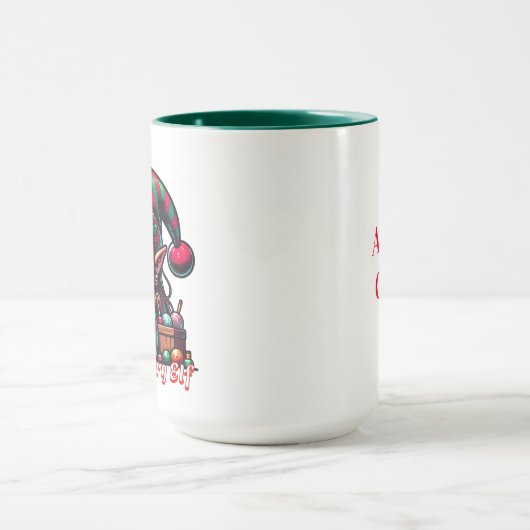 あまり楽しくないクリスマス小妖精や小人 おもしろい | パーソナライズされた マグカップ (中央)