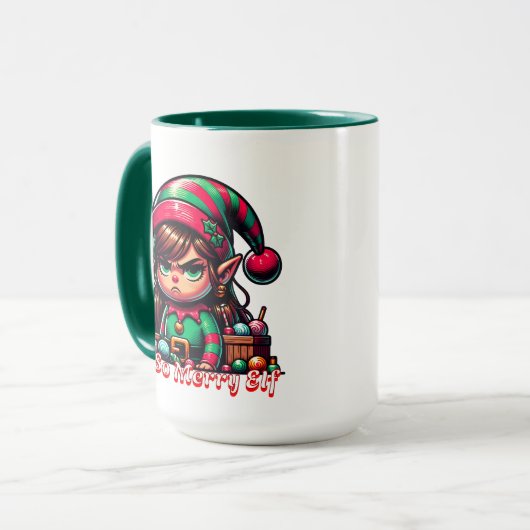 あまり楽しくないクリスマス小妖精や小人 おもしろい | パーソナライズされた マグカップ (正面左)