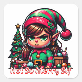 あまり楽しくないクリスマス小妖精や小人 スクエアシール