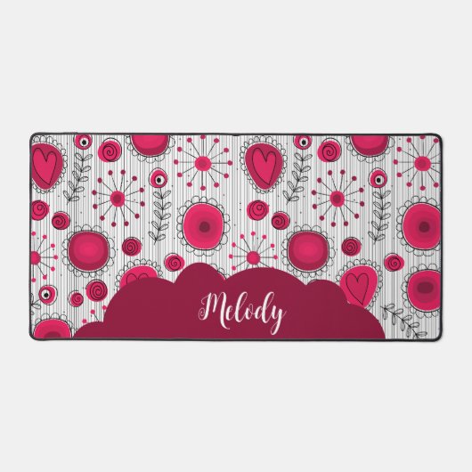 あやめやハートの不思議な赤と白の花の名前 デスクマット (正面)