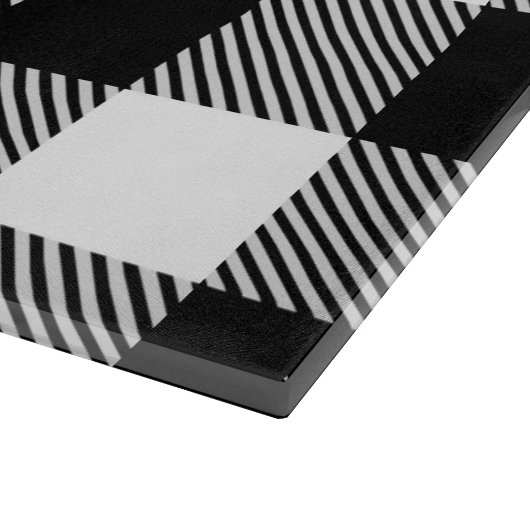 あや織りが付いている白黒のバッファローの格子縞 カッティングボード (角)