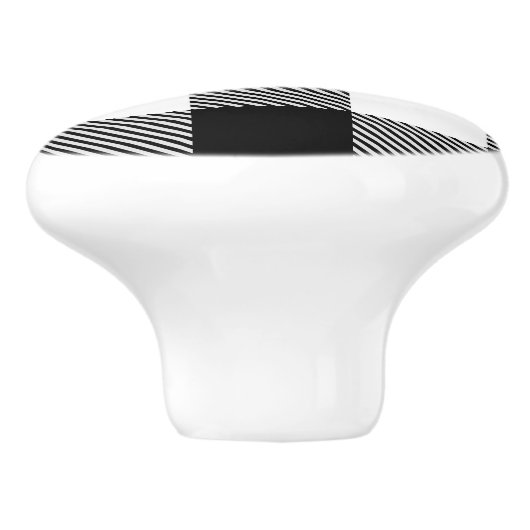 あや織りが付いている白黒のバッファローの格子縞 セラミックノブ (側面)