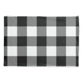 あや織りが付いている白黒のバッファローの格子縞 枕カバー (裏面)