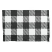 あや織りが付いている白黒のバッファローの格子縞 枕カバー (正面)