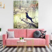 あらいぐまは川のキャンバスで犬を狩る キャンバスプリント (インサイチュ (リビング))