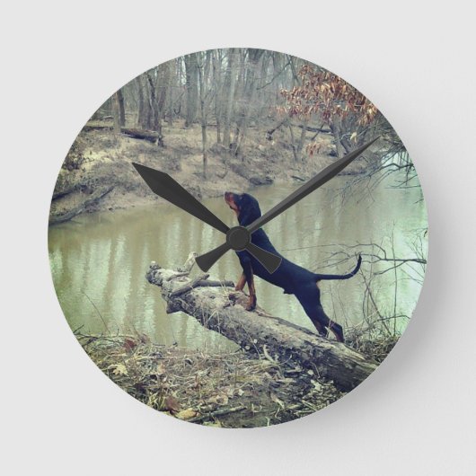 あらいぐまハウンド時計 ラウンド壁時計 (正面)