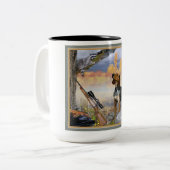 あらいぐま犬の木のアライグマのマグ ツートーンマグカップ (正面左)