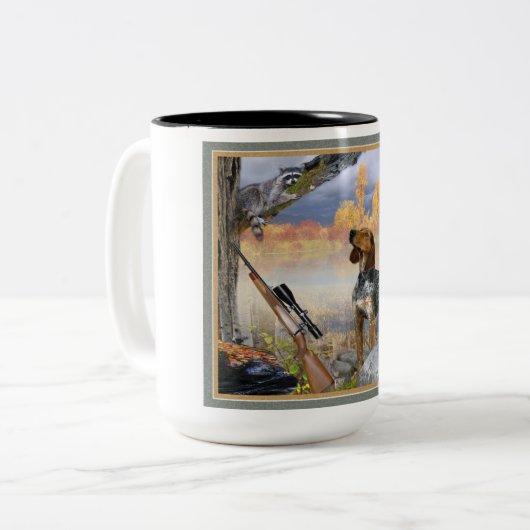 あらいぐま犬の木のアライグマのマグ ツートーンマグカップ (正面左)