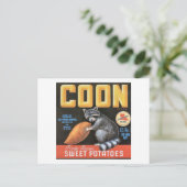 あらいぐま「ポルトリカン」サツマイモヴィンテージラベル ポストカード (スタンド正面)