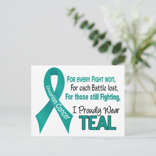 あらゆるのための卵巣癌.....私は得意気にティール（緑がかった色） 1を身に着けています ポストカード (スタンド正面)