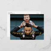 あらゆるものを幸せに モダン シンプル フォト 箔シーズンポストカード (正面/裏面)