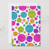 あらゆるカラフル色のドットが輝くバルミツワー 招待状 (裏面)
