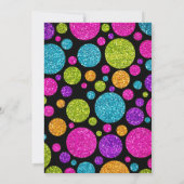 あらゆるカラフル色のドットが輝くバルミツワー 招待状 (裏面)